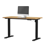 Electric Standing Desk 140CM Single Motor White Black & Oak Adjustable Office Table