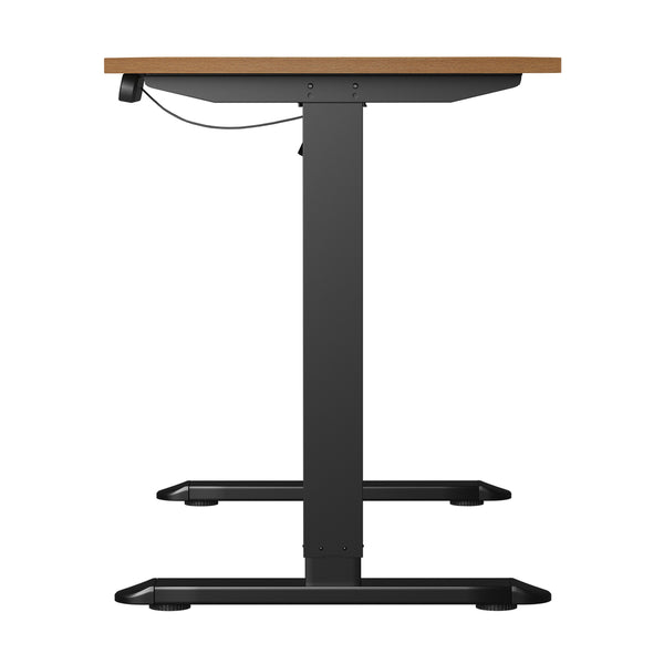  Electric Standing Desk 140CM Single Motor White Black & Oak Adjustable Office Table