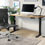 Electric Standing Desk 140CM Single Motor White Black & Oak Adjustable Office Table