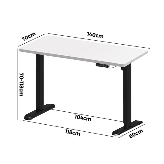 Electric Standing Desk Single Motor Black&White 140CM