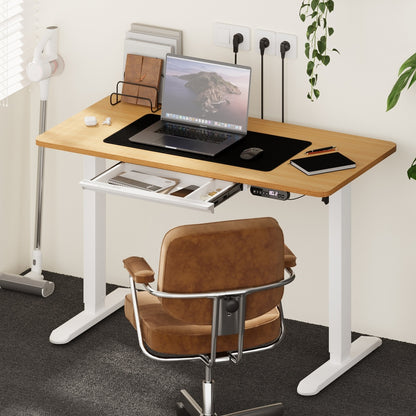 120cm &140cm Electric Standing Desk With Drawer Adjustable White