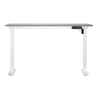 Electric Standing Desk 140CM Single Motor Height Adjustable Black Grey & White Oak