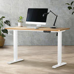 Electric Standing Desk 140CM Single Motor White Black & Oak Adjustable Office Table