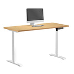 Electric Standing Desk 140CM Single Motor White Black & Oak Adjustable Office Table