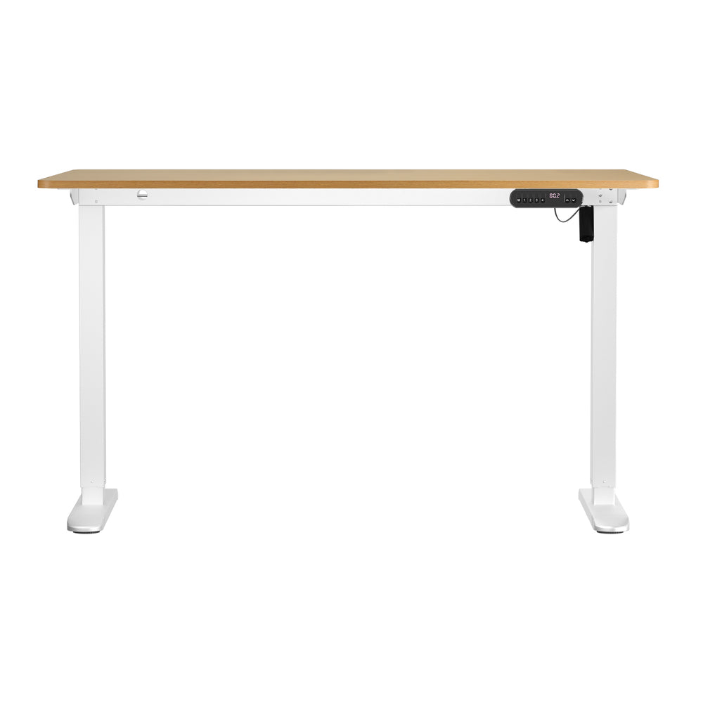 Electric Standing Desk 140CM Single Motor White Black & Oak Adjustable Office Table