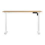 Electric Standing Desk 140CM Single Motor White Black & Oak Adjustable Office Table