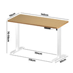 Electric Standing Desk 140CM Single Motor White Black & Oak Adjustable Office Table
