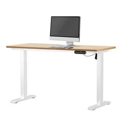 Electric Standing Desk 140CM Single Motor White Black & Oak Adjustable Office Table