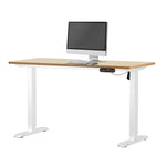 Electric Standing Desk 140CM Single Motor White Black & Oak Adjustable Office Table