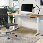 Electric Standing Desk 140CM Single Motor White Black & Oak Adjustable Office Table