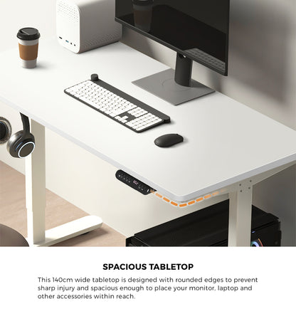 Electric Standing Desk Single Motor Black&White 140CM