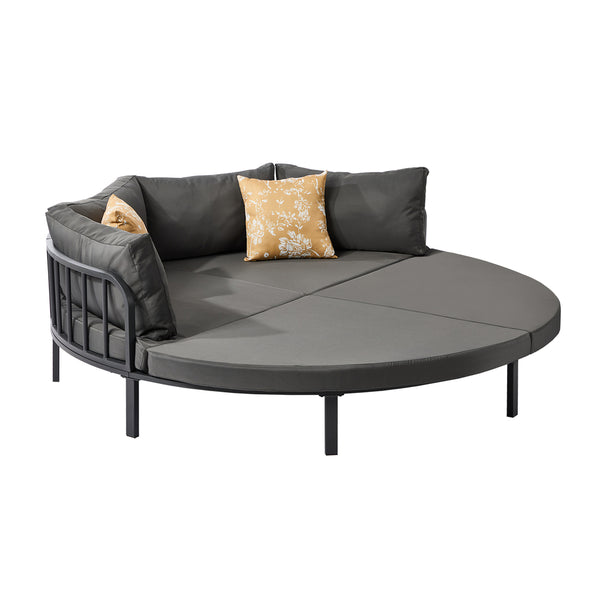  Outdoor Round Daybed Large Rattan Sun Lounge Sofa Patio Furniture