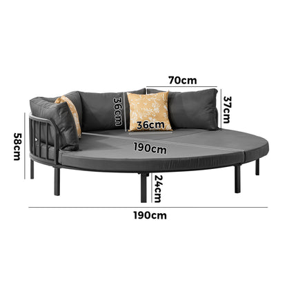 Outdoor Round Daybed Large Rattan Sun Lounge Sofa Patio Furniture