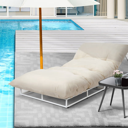 Outdoor Sun Lounge Day Bed Patio Chair Beige