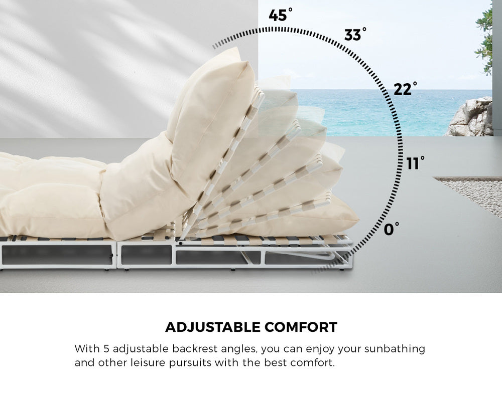 Outdoor Sun Lounge Day Bed Patio Chair Beige