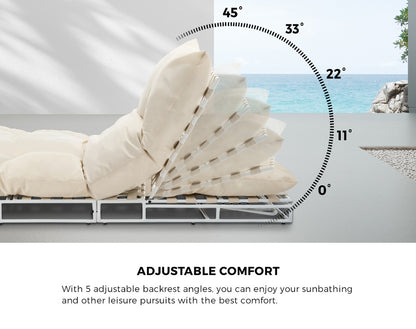 Outdoor Sun Lounge Day Bed Patio Chair Beige