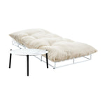 Outdoor Sun Lounger Set with Table Patio Furniture in Beige for Garden
