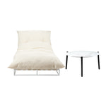 Outdoor Sun Lounger Set with Table Patio Furniture in Beige for Garden