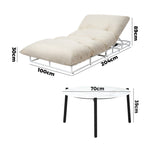 2PCS Sun Lounger Set with Table Outdoor Patio Furniture in Beige for Garden