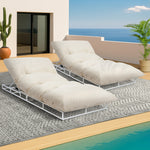 2PCS Outdoor Sun Lounge Day Bed Patio Chairs