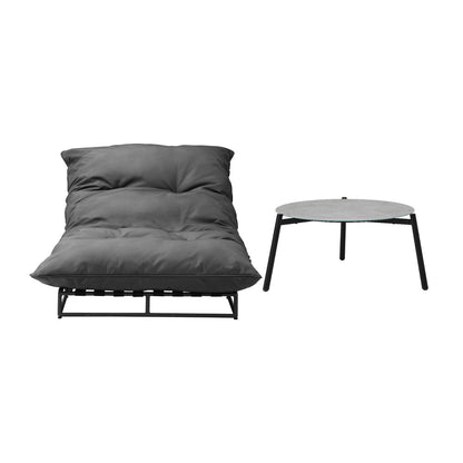 Outdoor Sun Lounger with Table Patio Set Grey