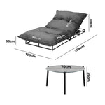 Outdoor Sun Lounger with Table Patio Set Grey