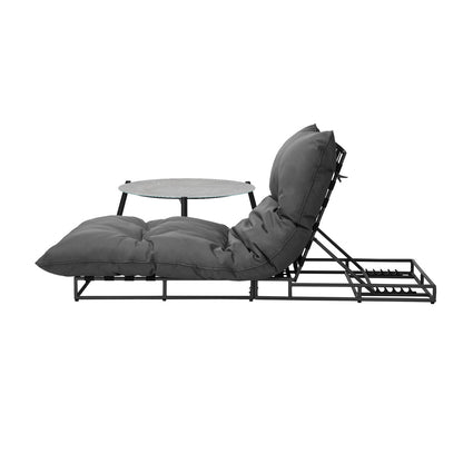 Outdoor Sun Lounger with Table Patio Set Grey