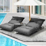 2PCS Sun Lounger with Table Outdoor Patio Set Grey