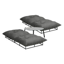2PCS Sun Lounger with Table Outdoor Patio Set Grey