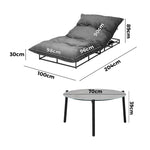 2PCS Sun Lounger with Table Outdoor Patio Set Grey