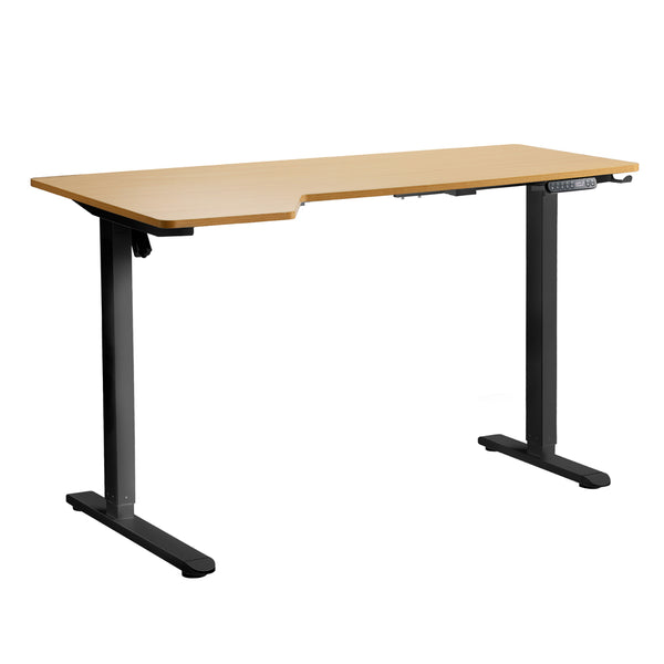  L-shape Electric Standing Desk Single Motor 145CM Black&Oak