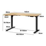 L-shape Electric Standing Desk Single Motor 145CM Black&Oak