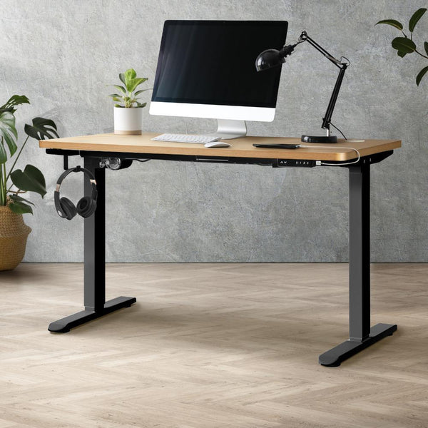  Standing Desk Electric Height Adjustable Motorised Sit Stand Desk Black and OAK