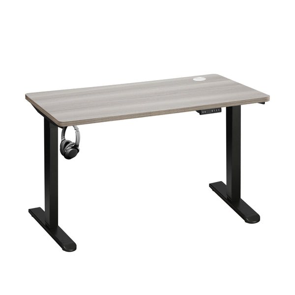  140cm Electric Standing Desk Single Motor Black&Grey-Oak