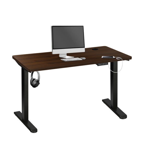  Standing Desk Electric Height Adjustable Motorised Sit Stand Desk 140cm Black and Walnut