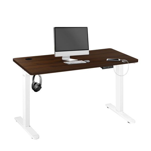  Standing Desk Electric Height Adjustable Motorised Sit Stand Desk 150cm White and Walnut