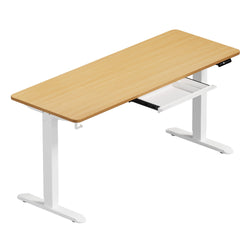 160cm Standing Desk With Drawer Motorized Adjustable White