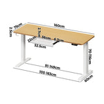 160cm Standing Desk With Drawer Motorized Adjustable White