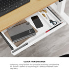 160cm Standing Desk With Drawer Motorized Adjustable White