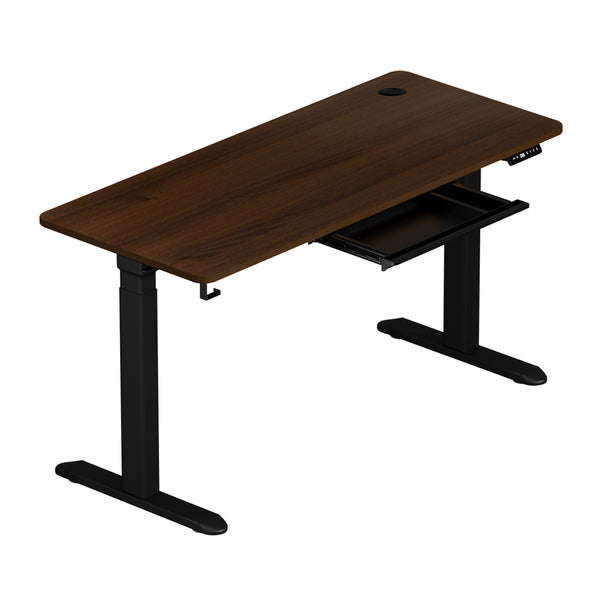  140cm Electric Standing Desk with Drawer Adjustable White & Black Walnut