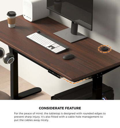 160cm Electric Standing Desk w/ Drawer Adjustable Oak White & Black