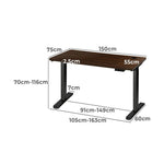 Standing Desk Electric Height Adjustable Motorised Sit Stand Desk 150cm Black and Walnut