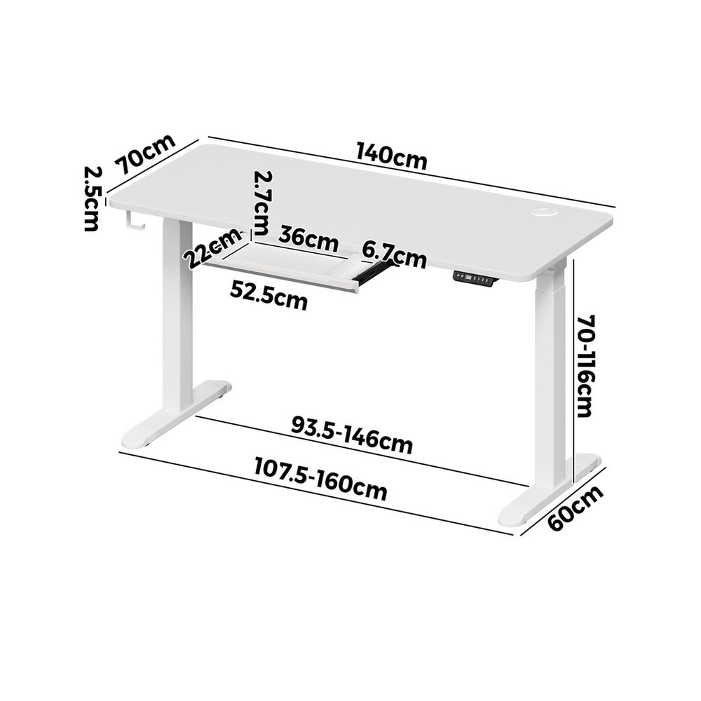 160cm Electric Standing Desk w/ Drawer Adjustable Oak White & Black