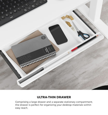 140cm Electric Standing Desk with Drawer Adjustable White & Black Walnut