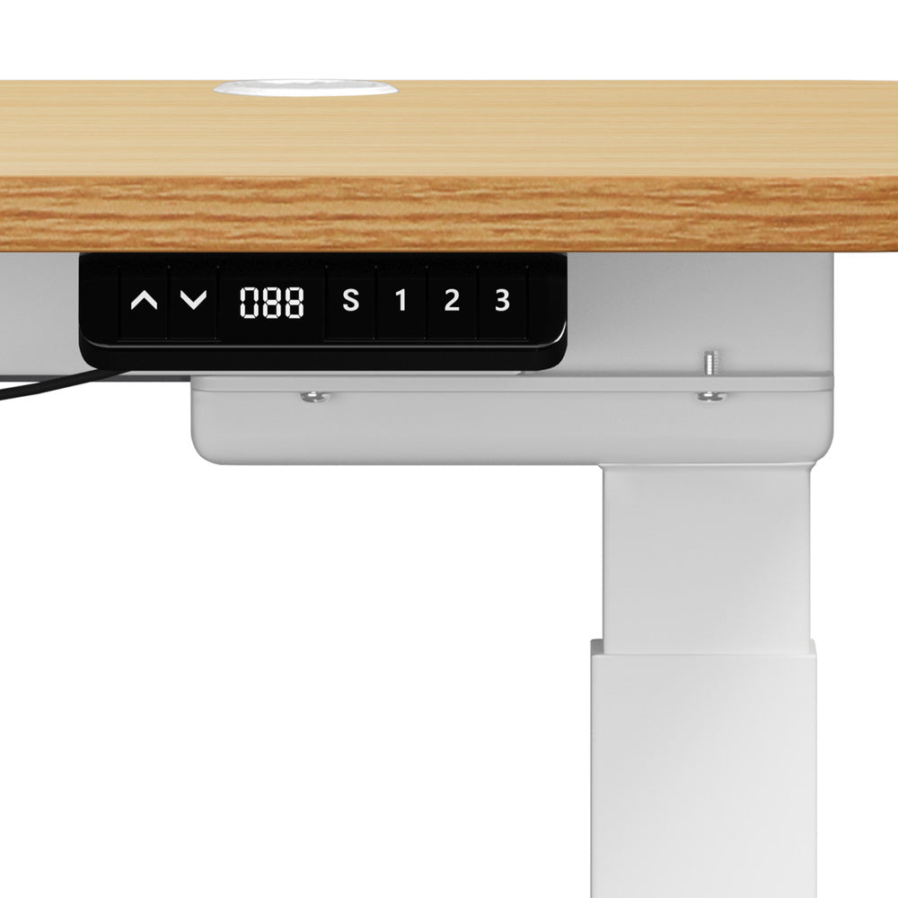 150cm Electric Standing Desk with Drawer Adjustable Black & White Oak
