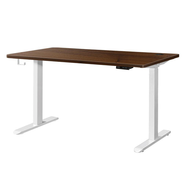  Standing Desk Dual Motor Electric Height Adjustable Motorised Sit Stand Desk 150cm White and Walnut