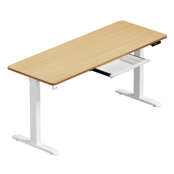  160cm Electric Standing Desk with Drawer Adjustable White Oak