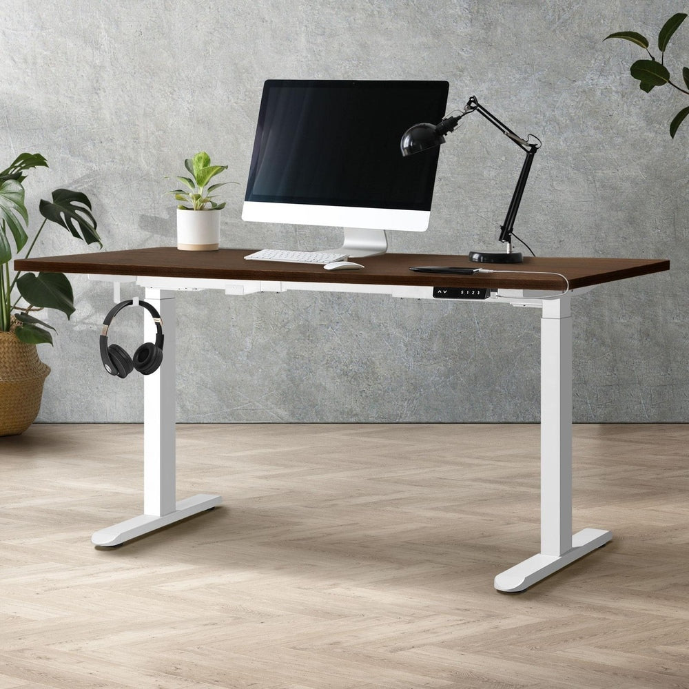 Sit-Stand Desk Height Adjustable Desk White&Walnut