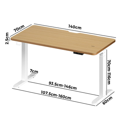 Standing Desk Wireless Charging Dual Motor 140CM Black/White