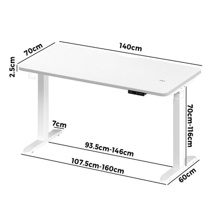 Standing Desk Wireless Charging Dual Motor 140CM Black/White